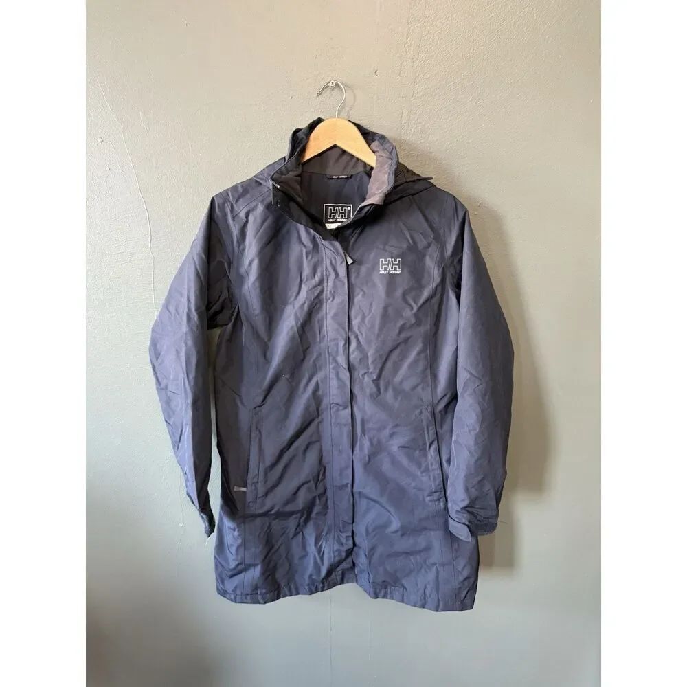 Helly Hansen Womens Blue Full Zip Parka Hooded Jacket Size Medium